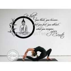 Buddha Inspirational Quote, What You Think You Become, Motivational Wall Mural Sticker Decor Decal